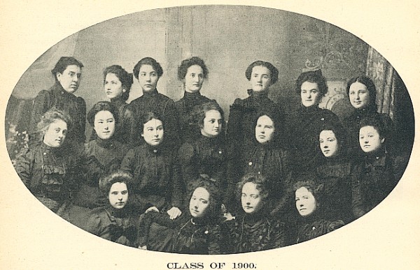 Saint Clara Academy, Class of 1900. Annie O'Shea, author of this article, third from left on the top row.
